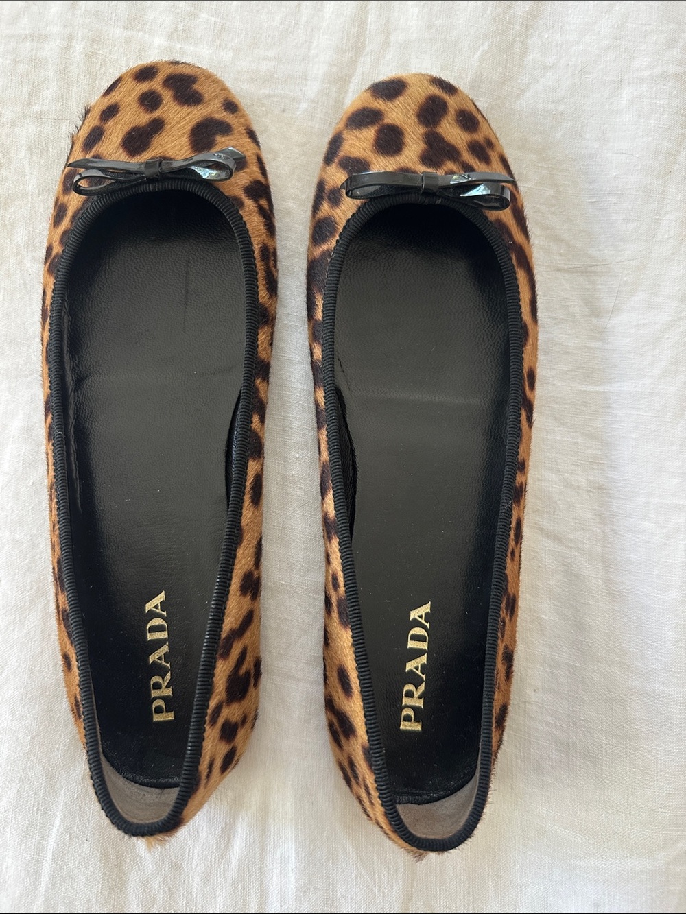 Brand new never worn Prada Leopard Print Ballet Flats - Brown/Black